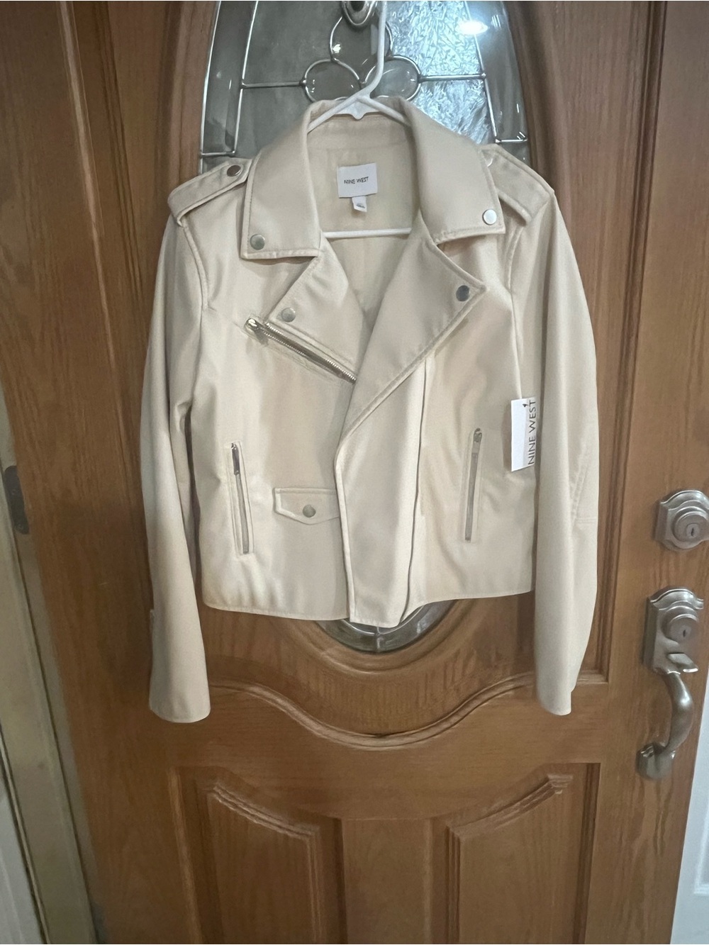 🤍 Nine West Faux Leather Moto Jacket – Youth Medium
